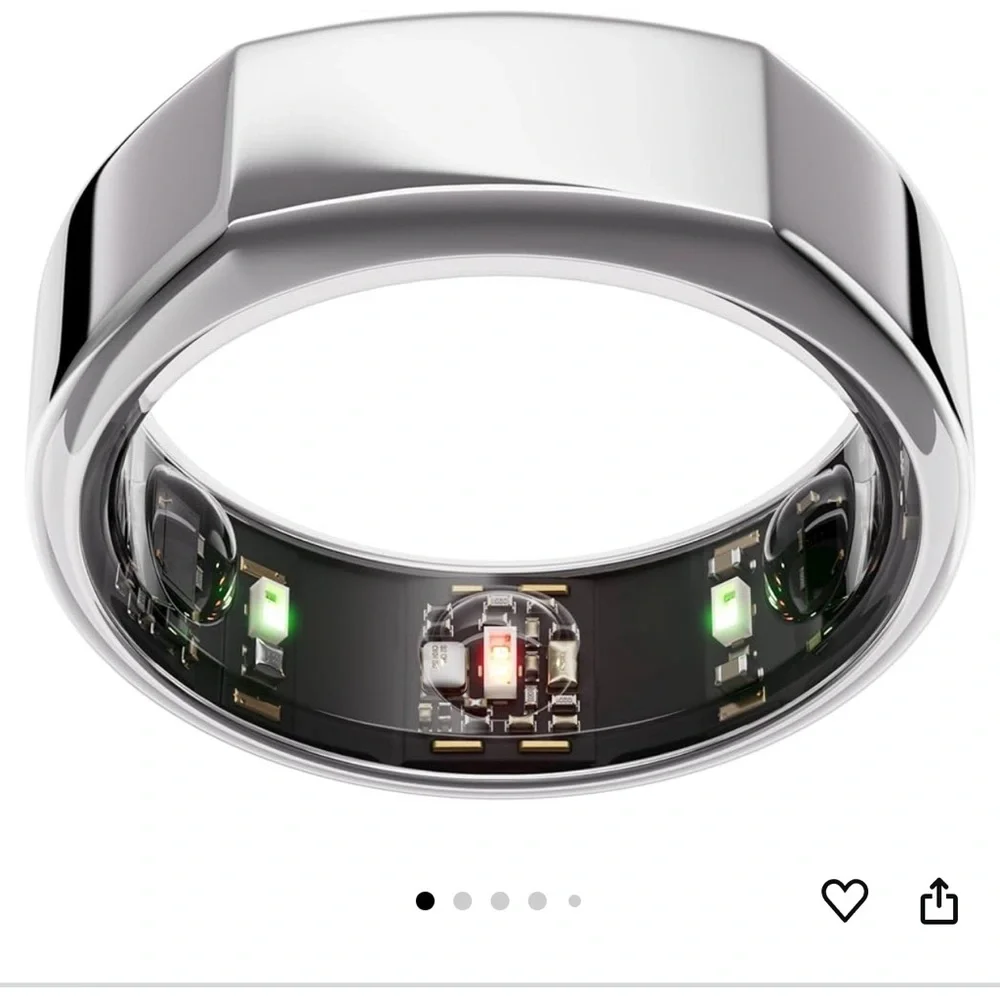 Silver Smart Ring with LED Sensors